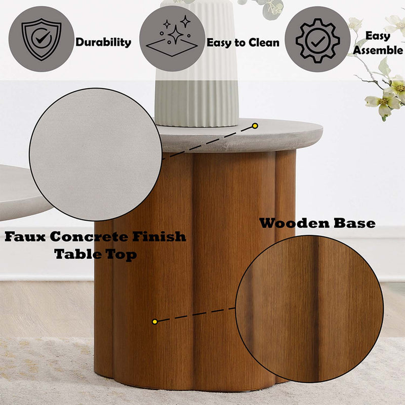 Evelyn End Table, Faux Concrete Top & Walnut  Finish Acme