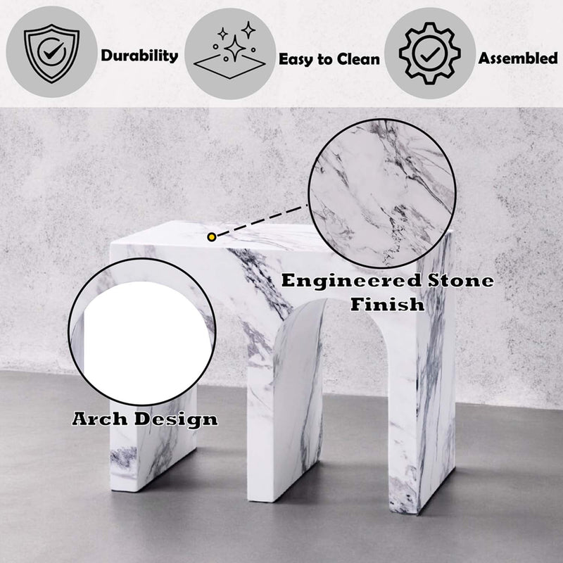 Fritzy End Table, Engineered Stone Finish Acme