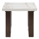 Edwyn End Table, White Natural Marble Top & Brown Finish Acme