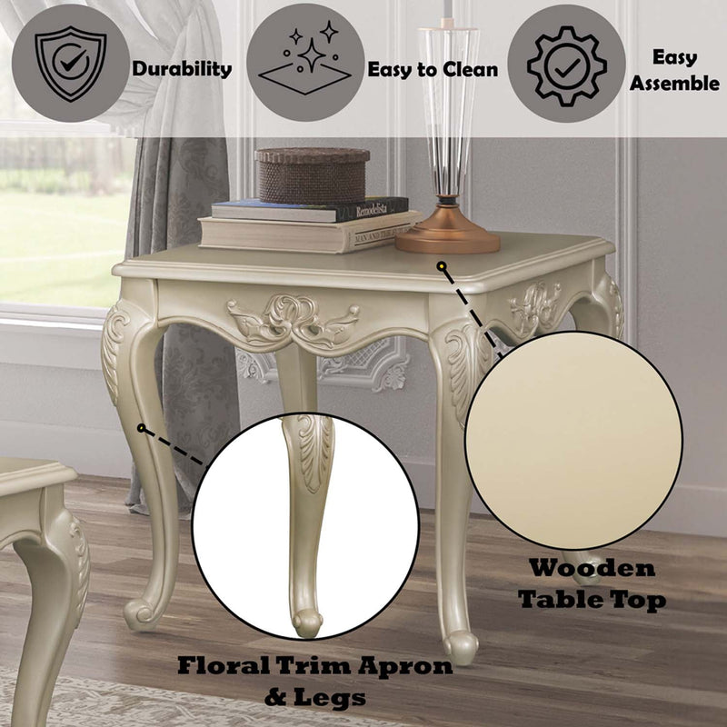 Libertee End Table, Champagne Finish Acme