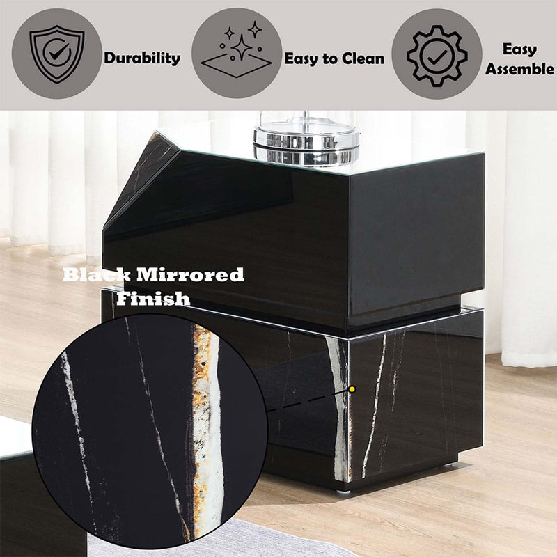Drisana End Table, Black Mirrored Finish Acme