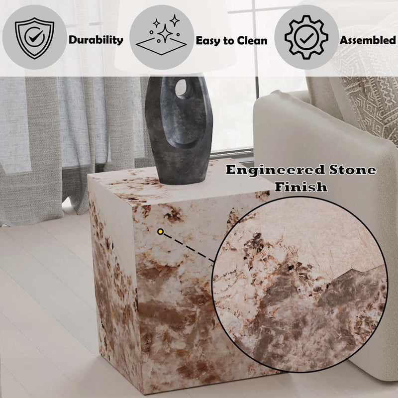 Fultan End Table, Engineered Stone Finish Acme
