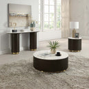 Clayten End Table, White Natural Marble Top & Espreeso Finish Acme