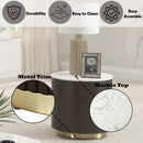 Clayten End Table, White Natural Marble Top & Espreeso Finish Acme