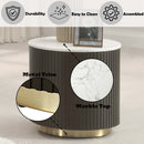 Clayten End Table, White Natural Marble Top & Espreeso Finish Acme