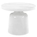 Zaid End Table, Engineering Marble & White High Gloss Finish Acme