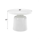 Zaid End Table, Engineering Marble & White High Gloss Finish Acme