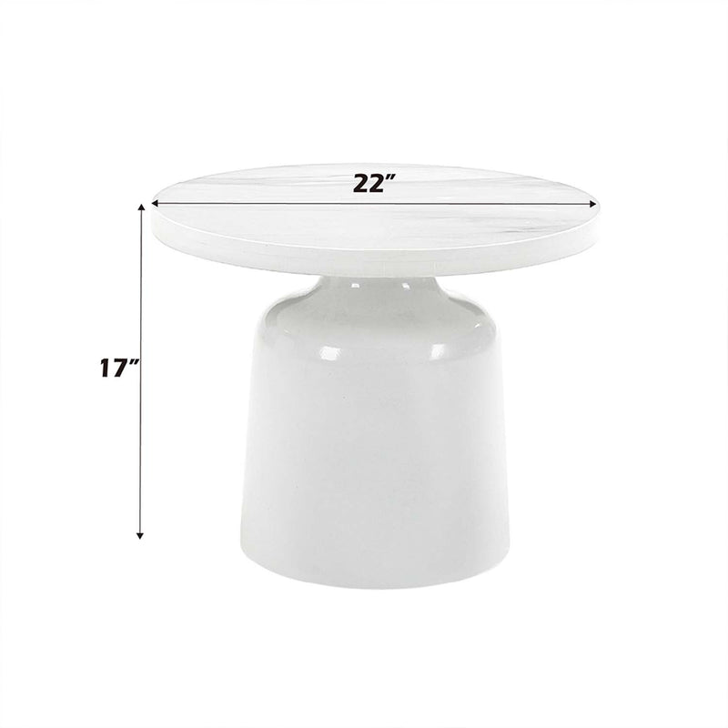 Zaid End Table, Engineering Marble & White High Gloss Finish Acme