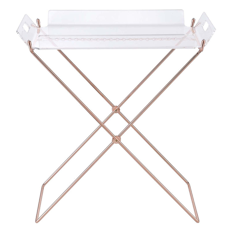 Cercie Tray Table, Clear Acrylic & Copper Finish Acme