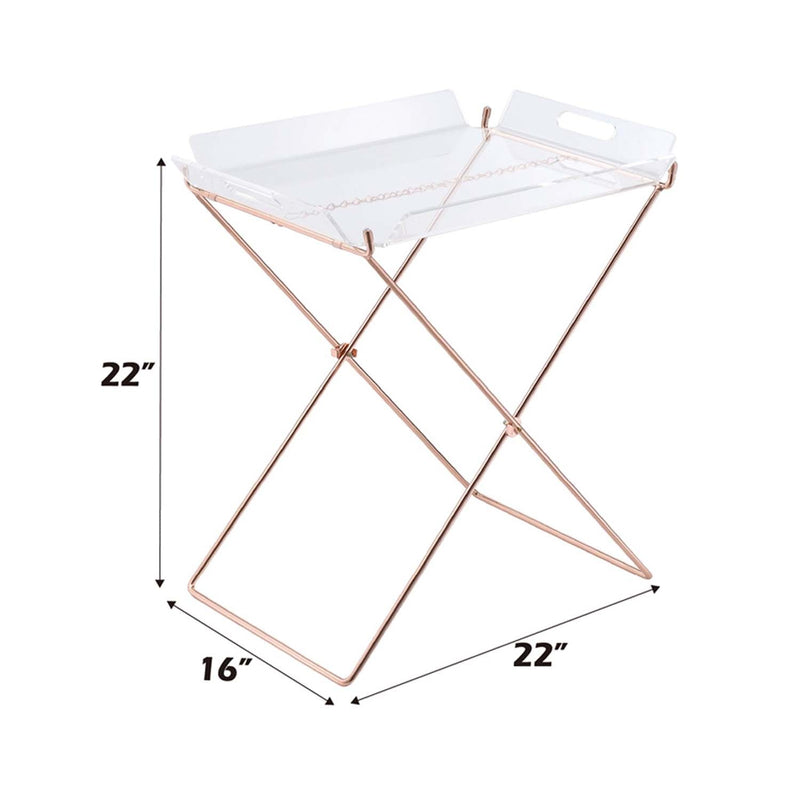 Cercie Tray Table, Clear Acrylic & Copper Finish Acme