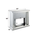 Nysa 47" Fireplace, Mirrored & Faux Crystals Acme