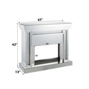 Nysa 47" Fireplace, Mirrored & Faux Crystals Acme