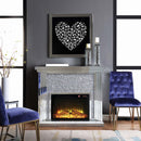 Noralie 47" Fireplace, Mirrored & Faux Diamonds Acme
