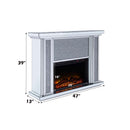 Noralie 47" Fireplace, Mirrored & Faux Diamonds Acme