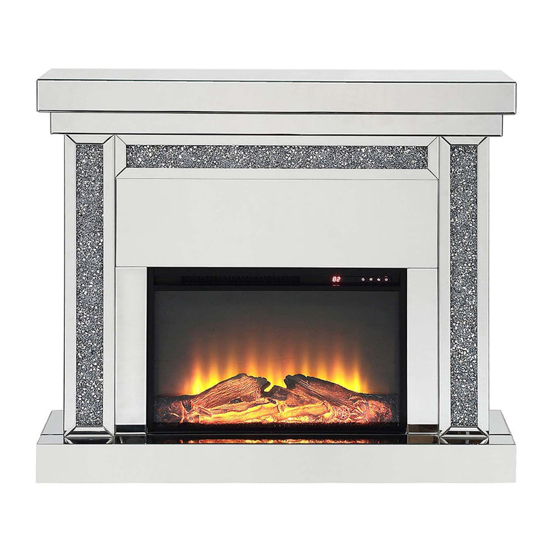 Noralie 47" Fireplace, Mirrored & Faux Diamonds Acme