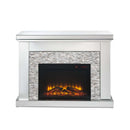 Laksha 48" Fireplace, Mirrored & Stone Acme