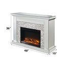 Laksha 48" Fireplace, Mirrored & Stone Acme