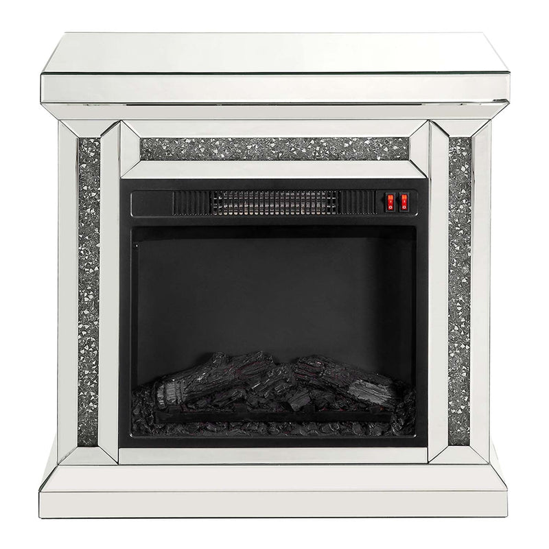 Noralie 28" Fireplace, Mirrored & Faux Diamonds Acme