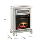 Noralie 24" Fireplace, Mirrored & Faux Diamonds Acme