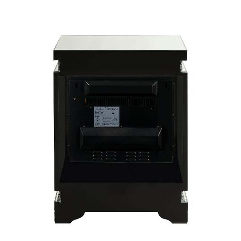 Lotus 21" Fireplace, Mirrored & Faux Ice Cube Crystals Acme
