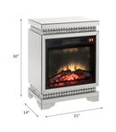 Lotus 21" Fireplace, Mirrored & Faux Ice Cube Crystals Acme