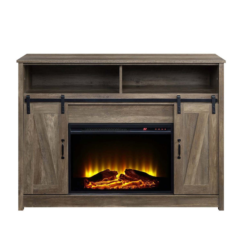 Tobias 51" Fireplace, Rustic Oak Finish Acme