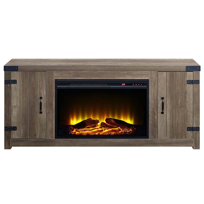 Tobias 54" Fireplace, Rustic Oak Finish Acme