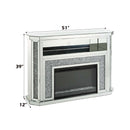 Noralie 51" Fireplace, Mirrored & Faux Diamonds Acme