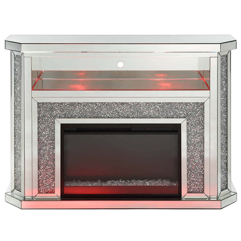 Noralie 51" Fireplace, Mirrored & Faux Diamonds Acme