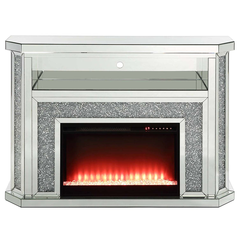 Noralie 51" Fireplace, Mirrored & Faux Diamonds Acme