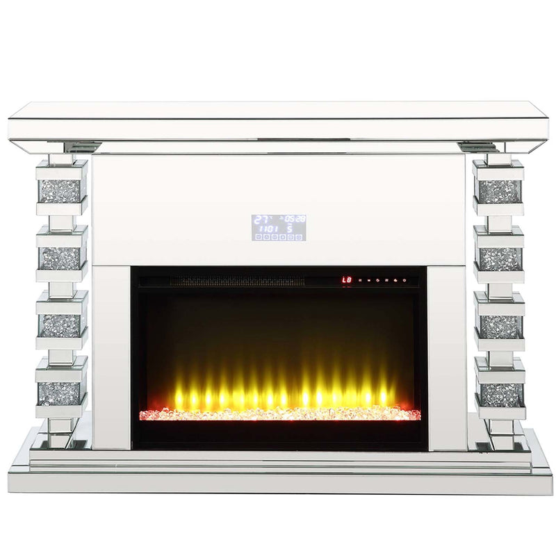 Noralie 47" Fireplace, Mirrored & Faux Diamonds Acme