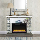 Noralie 47" Fireplace, Mirrored & Faux Diamonds Acme