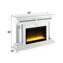 Noralie 47" Fireplace, Mirrored & Faux Diamonds Acme