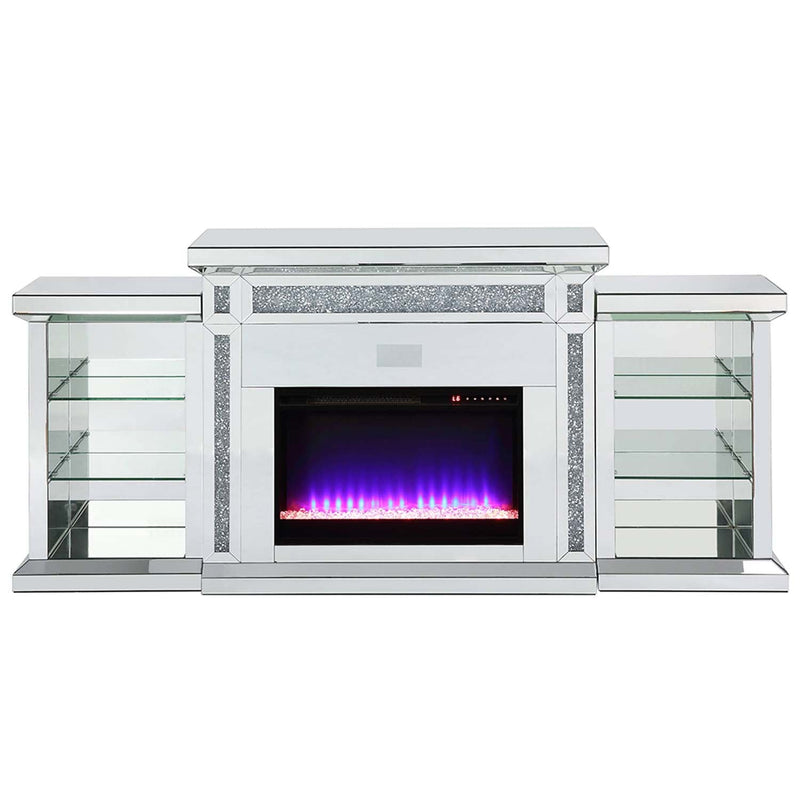 Noralie 82" Fireplace, Mirrored & Faux Diamonds Acme