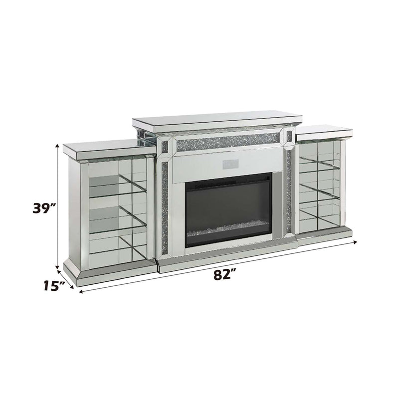 Noralie 82" Fireplace, Mirrored & Faux Diamonds Acme