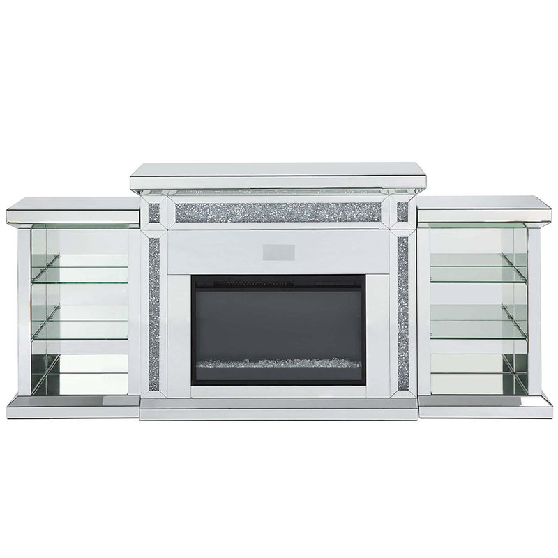 Noralie 82" Fireplace, Mirrored & Faux Diamonds Acme