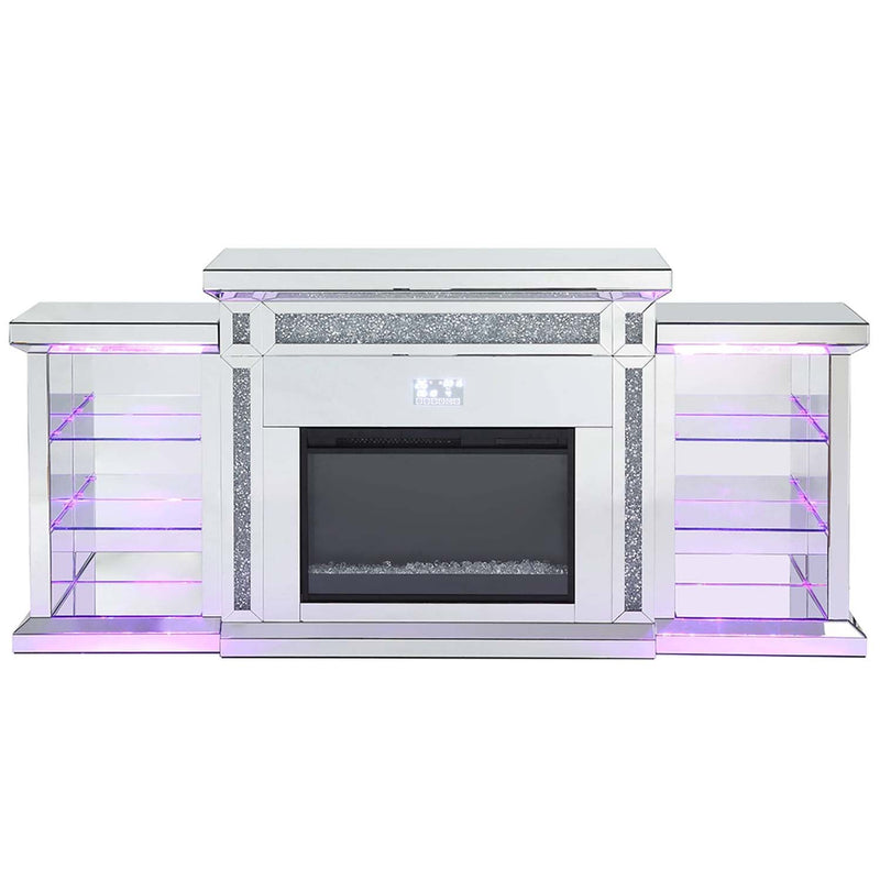 Noralie 82" Fireplace, Mirrored & Faux Diamonds Acme
