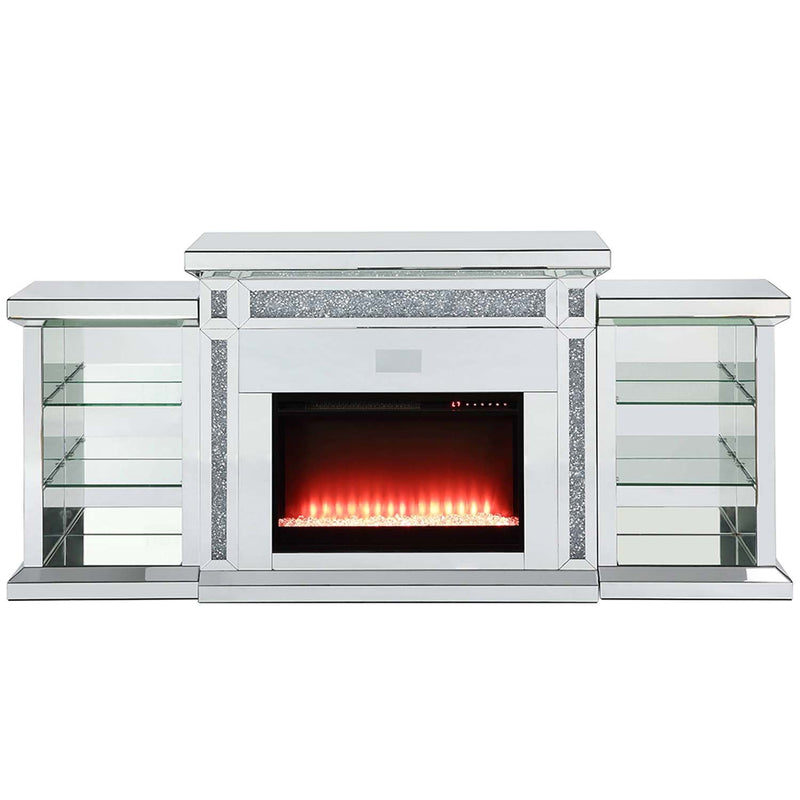 Noralie 82" Fireplace, Mirrored & Faux Diamonds Acme
