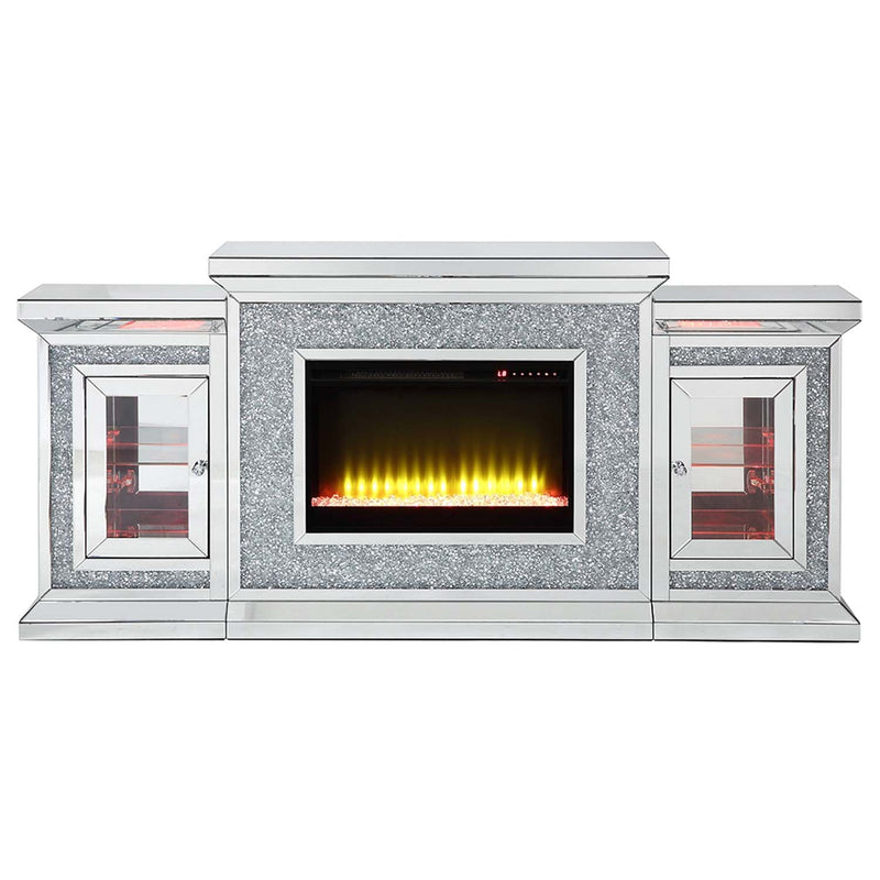 Noralie 81" Fireplace, Mirrored & Faux Diamonds Acme