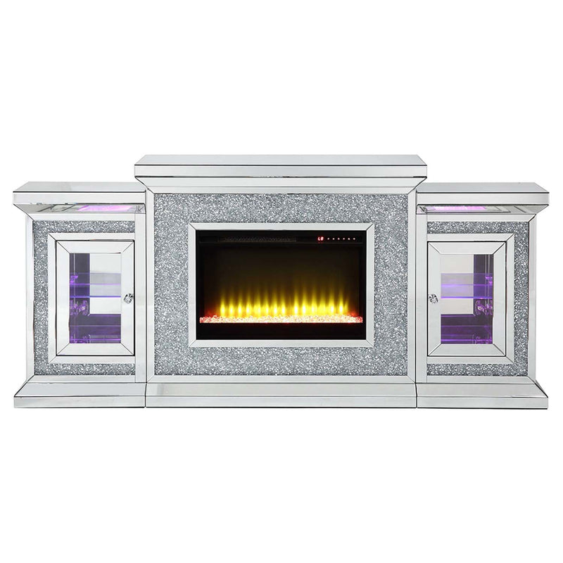Noralie 81" Fireplace, Mirrored & Faux Diamonds Acme