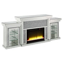 Noralie 81" Fireplace, Mirrored & Faux Diamonds Acme