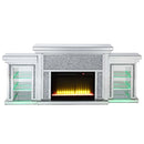 Noralie 81" Fireplace, Mirrored & Faux Diamonds Acme
