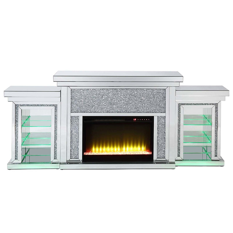 Noralie 81" Fireplace, Mirrored & Faux Diamonds Acme