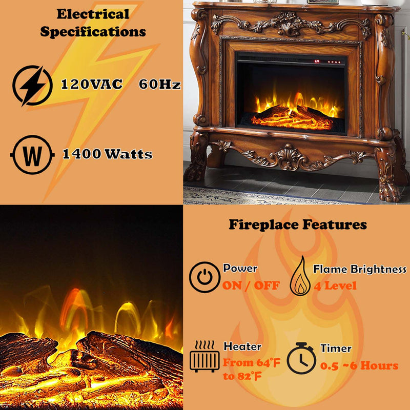 Dresden 47" Fireplace, Cherry Oak Finish Acme