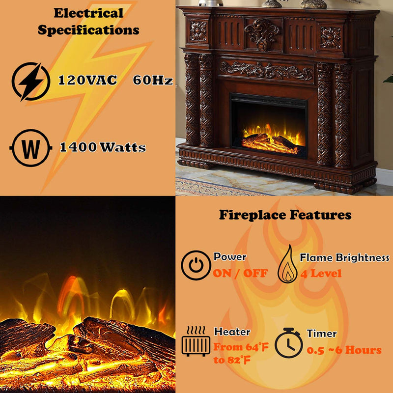 Vendome 59" Fireplace, Cherry Finish Acme