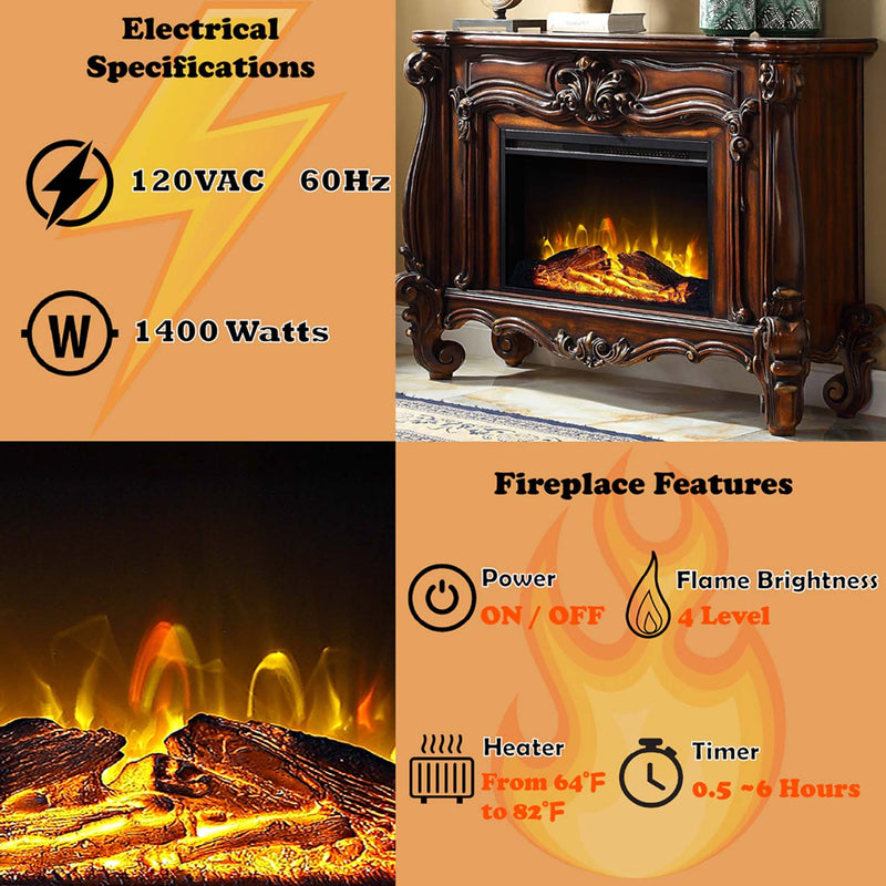Versailles 47" Fireplace, Cherry Oak Finish Acme