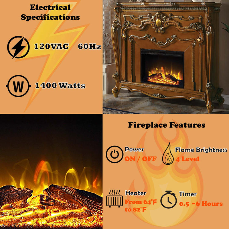 Picardy 59" Fireplace, Honey Oak Finish Acme
