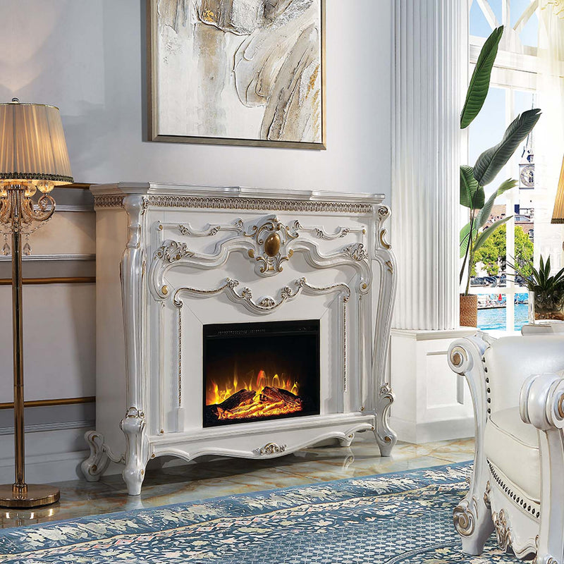 Picardy 59" Fireplace, Antique Pearl Finish Acme