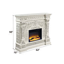 Vanaheim 62" Fireplace, Antique White Finish Acme