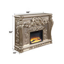 Sorina 66" Fireplace, Antique Silver Finish Acme
